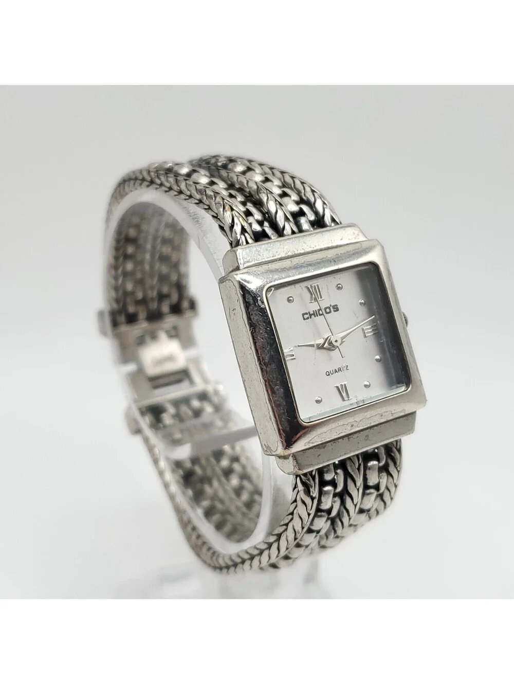 Chico's Quartz Chain Band Womens Watch 21mm Square New Battery